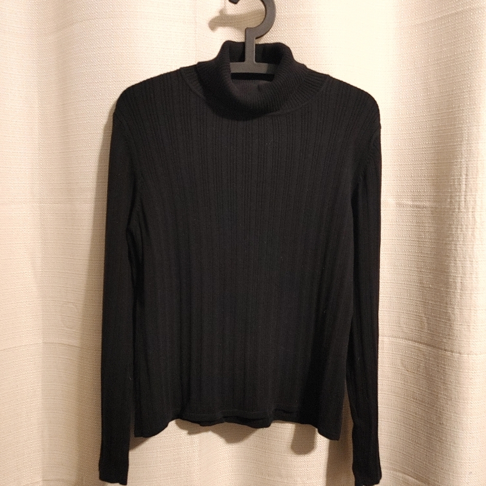 (4/$20) Wardrobe Essentials Women's Black Ribbed Turtleneck Sweater Size 12